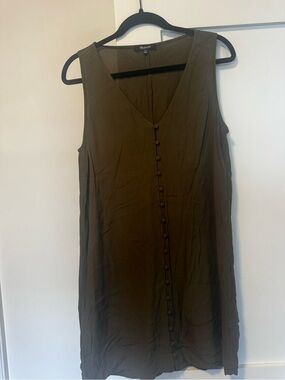 Madewell Olive Green Sleeveless Button Down Dress